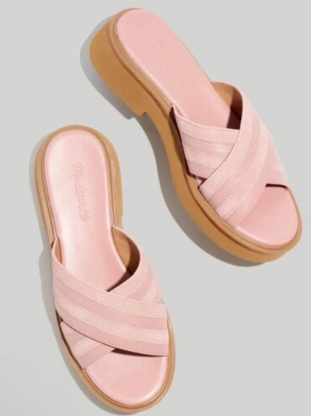 Madewell Alina Platform Sandal Women's 8 Pink Leather Slip On Comfort Cute